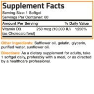 Bronson - Витамин Д3, 10 000 IU , 60 мягких капсул — изображение 3