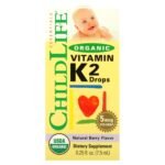 ChildLife Essentials, органический витамин K2 в каплях, натуральный ягодный вкус, 5 мкг, 7,5 мл