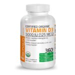 Bronson Vitamin D3 5000 МЕ для поддержки иммунитета, здоровой функции мышц и здоровья костей, высокоэффективная органическая добавка витамина D без ГМО, 360 таблеток