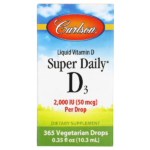 Carlson Labs, Super Daily D3, витамин D3, 50 мкг (2000 МЕ), 10,3 мл
