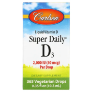 Carlson Labs, Super Daily D3, витамин D3, 50 мкг (2000 МЕ), 10,3 мл