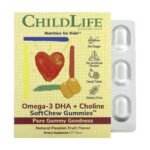 ChildLife Essentials, Essentials, омега-3 с ДГК и холином, жевательные таблетки SoftChew Gummies, со вкусом маракуйи, 27 таблеток