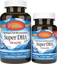 Carlson - Super DHA Gems, 500 мг добавок DHA, 640 мг жирных кислот