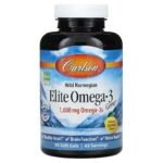 Carlson, Elite Omega-3 Gems, отборные омега-3 кислоты из норвежской рыбы, лимонный вкус, 90 капсул