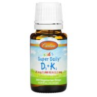 Carlson, Super Daily D3+K2 для детей, 25 мкг (1000 МЕ) и 22,5 мкг, 10,16 мл — изображение 3