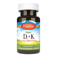 Carlson Labs Супер Д3 + К2 125 мкг,5000 IU  45 вегетарианских капсул