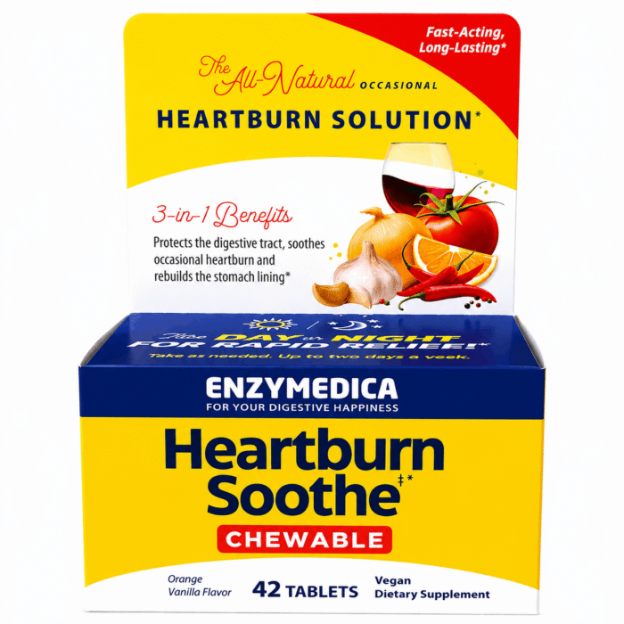Enzymedica, Heartburn Soothe, средство от изжоги, апельсин и ваниль, 42 таблетки